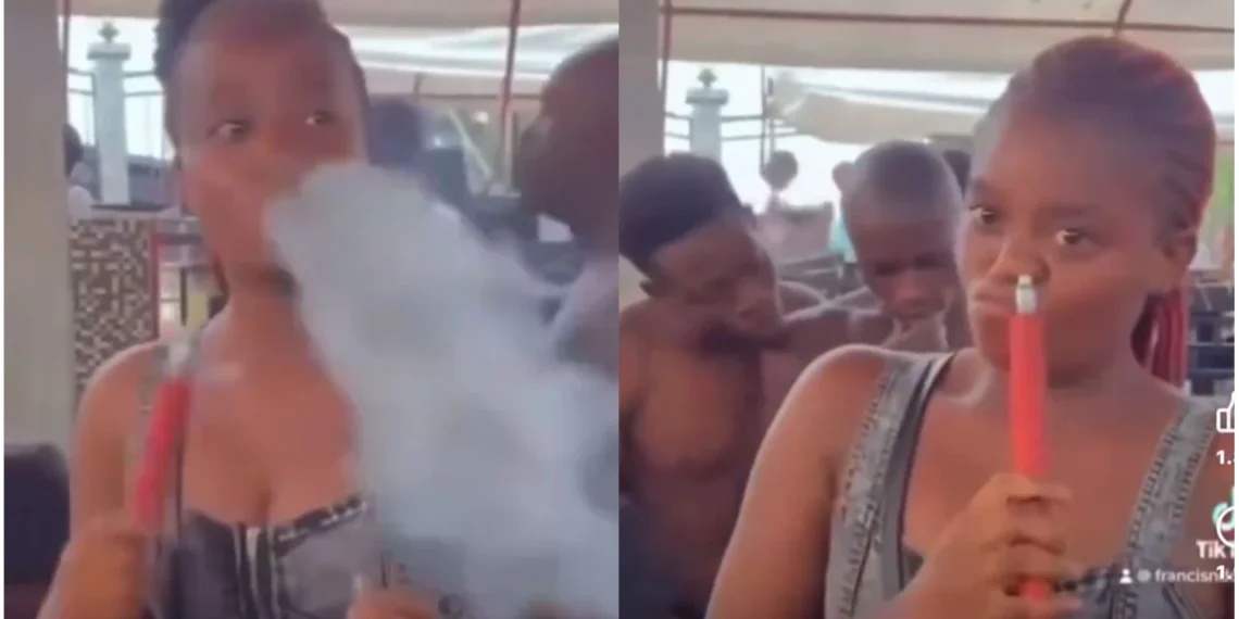 Viral video of a girl smoking through the nose
