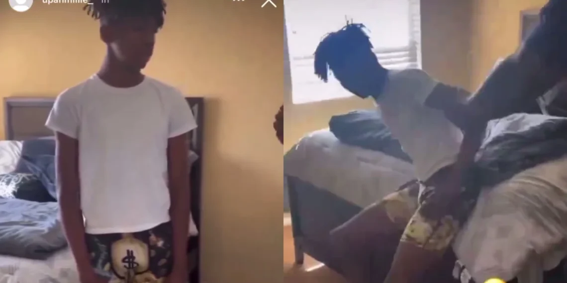 Dad Whoops His Son With A Belt As He Got Caught Smoking Weed [VIDEO]