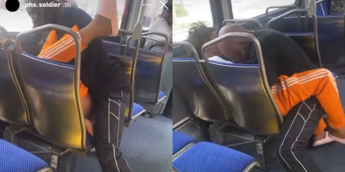 2 adults caught having s£x inside a moving metro bus [VIDEO]