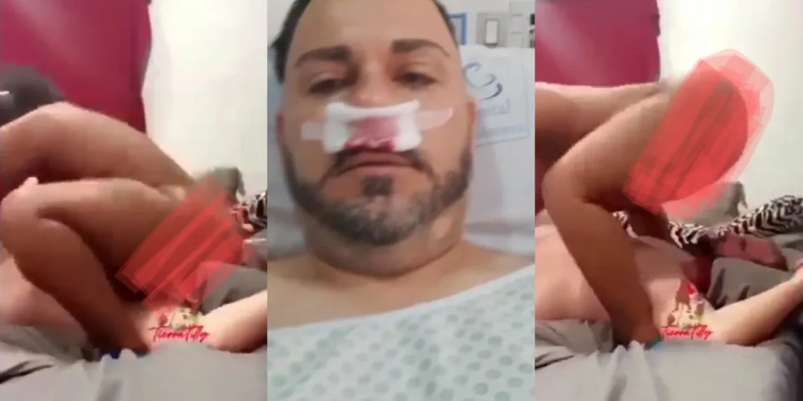 Man hospitalised after a lady rode on his head [VIDEO]