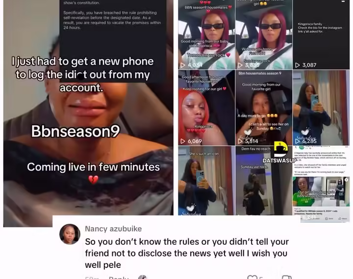 Lady In Tears As She Got Disqualified from BBNaija for Premature Announcement