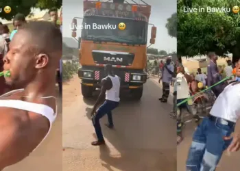 social media buzz as he pulls truck with a rope tied to his teeth