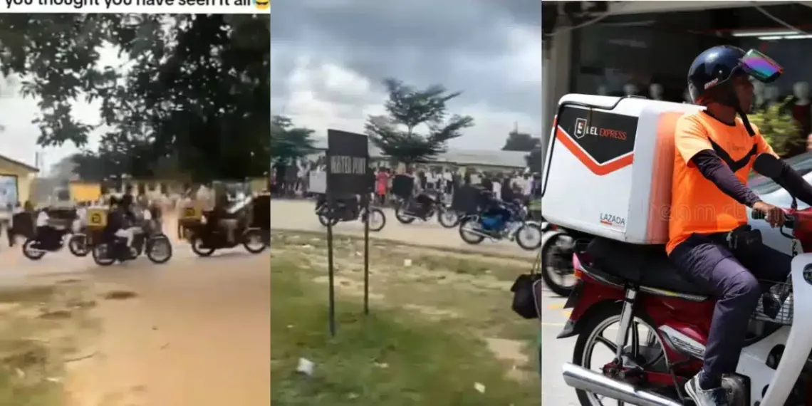Heartwarming moment Dispatch Rider Celebrates Girlfriend with Bike Convoy 1 Heartwarming moment Dispatch Rider Celebrates Girlfriend with Bike Convoy