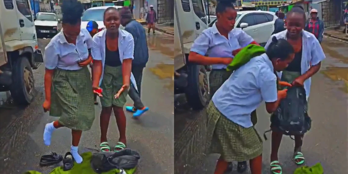 WATCH: Secondary School Girls Strip Off Their Uniforms On The Road After Exams 1 WATCH: Secondary School Girls Strip Off Their Uniforms On The Road After Exams